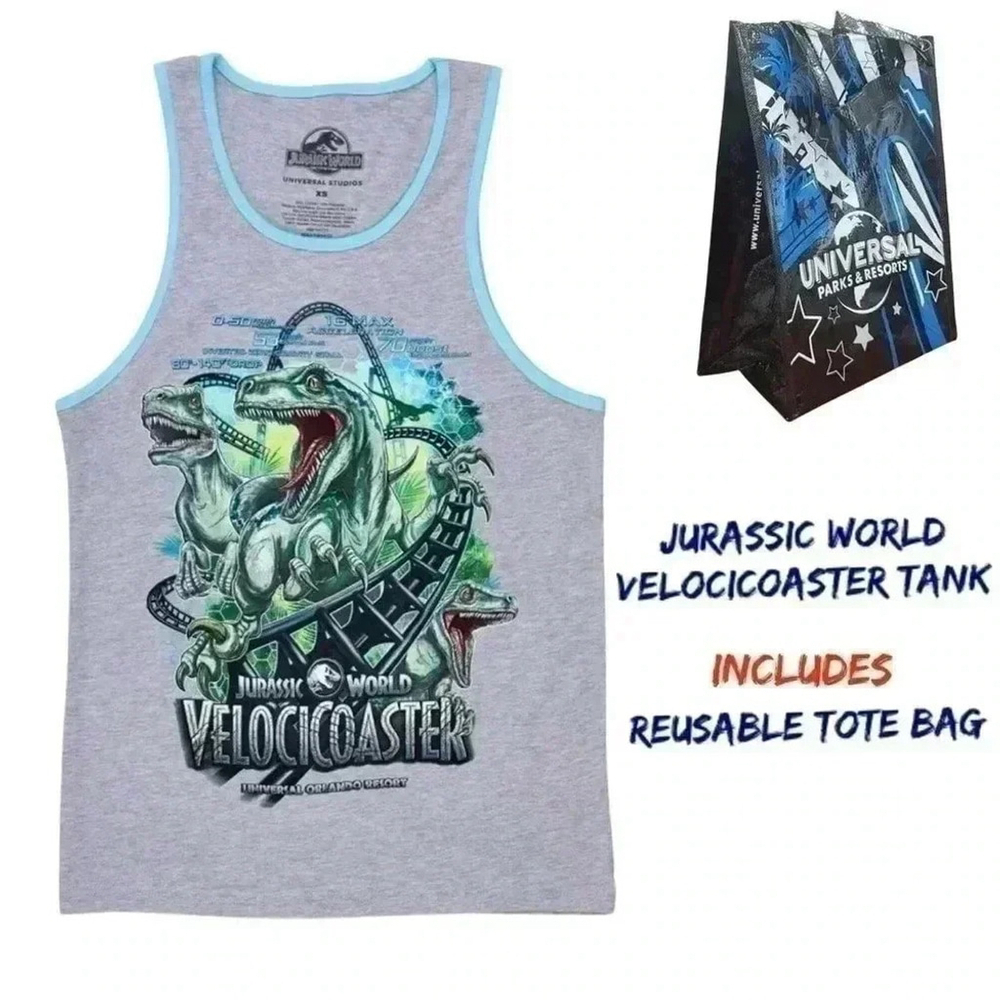 Jurassic World VelociCoaster Tank Top‎ XS NWT | Universal Studios Graphic Tee
